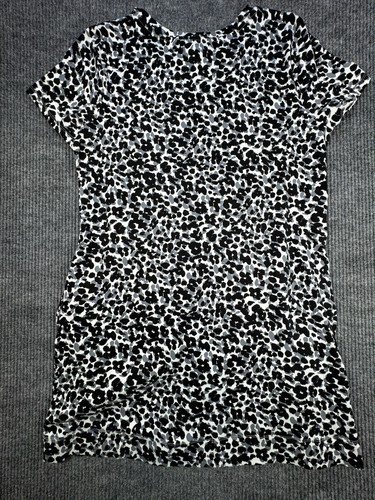 Ellen Tracy Dress Womens XL Midi T-shirt Grey Leopard Short Sleeve Soft New - Picture 11 of 11