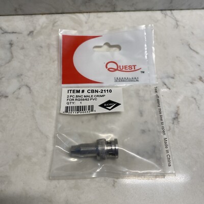 Quest Cbn-2110 Conn BNC M 50ohm Crimp St Cable Mount Brand New