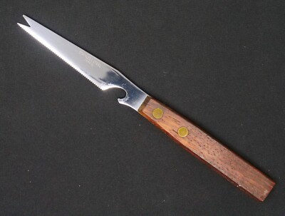 Vintage Walnut Handle Bar/Fruit/Utility Knife w/ Fork End. 3'' Blade Made Japan