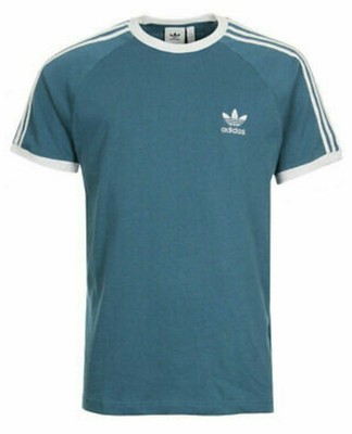 adidas Originals 3 Stripe Cali T-Shirt Mineral Petrol Blue Medium Free  Delivery | eBay