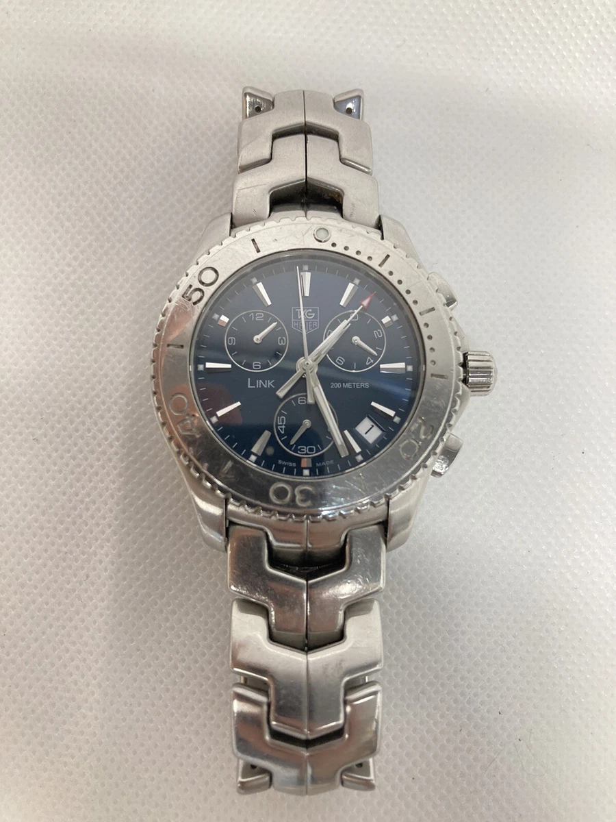 Tag Heuer SS Link Men s Quartz Navy Blue Dial Chronograph Watch CJ1112 42MM