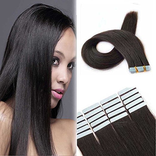 Showjarlly 18” Seamless Remy Tape in Real Hair Extensions Human