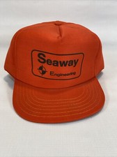 Vintage Seaway Engineering Trucker Hat Cap Snapback Made In USA orange Foam