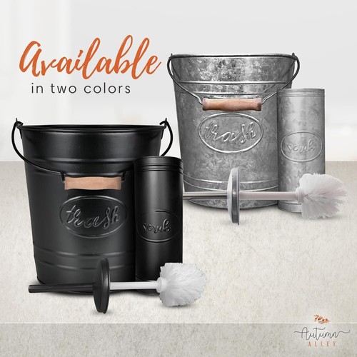 Autumn Alley Farmhouse Bathroom Trash Can and Toilet Brush Set - Picture 7 of 7