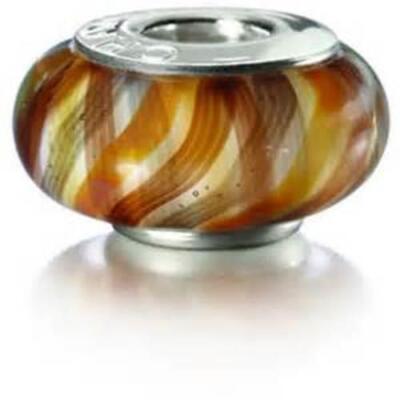 New Chamilia VIVACE Earth Tone Plaid Murano Glass Sterling Bead 2110-1107 $35