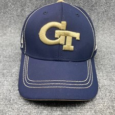 Georgia Tech Hat Cap Blue Small Medium Fitted Yellow Jackets Baseball Hat Adidas