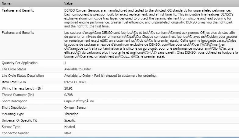 Датчик кислорода восходящего потока Denso для 2012-2013 CHEVROLET SONIC L4-1,4 л - Изображение 2 из 4