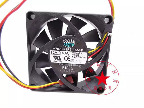 1PC COOLER MASTER A7020-43RB-3AN-P1 12V 0.43A 7020 7CM Cooling Fan - Picture 1 of 4