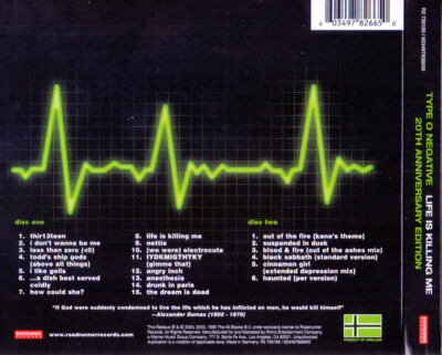 Type O Negative Life Is Killing Me 2xCD, Album, RE, 20t 2024 Doom