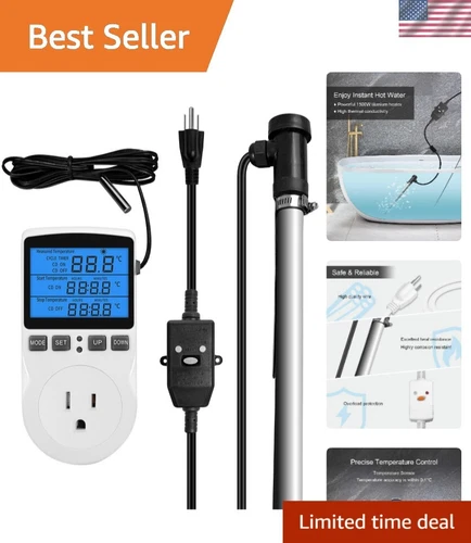 1500W 120V Titanium Heater Assembly with Sensor, for Bathtub Pool Water Tank ...