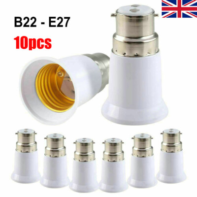 1-10x B22 To E27 Light Socket Adapter Bayonet Lamp Base To Edison E27 Bulb Screw