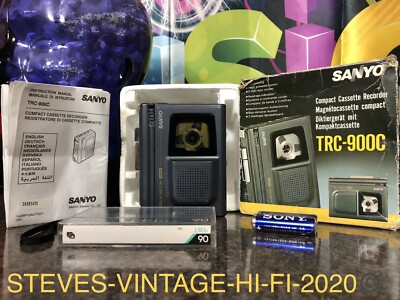 SANYO TRC-900C COMPACT CASSETTE RECORDER MINT BOXED + MANUAL/BATTERY L@@K FREE P