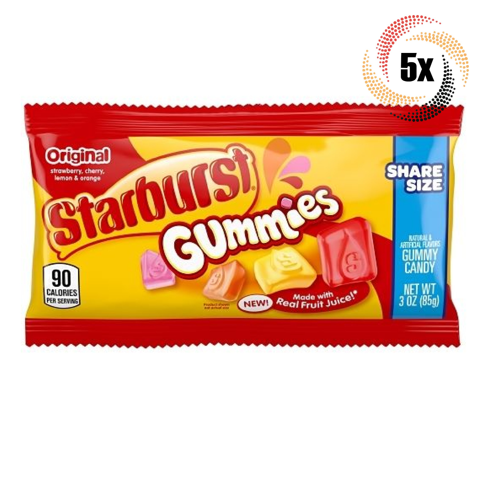 5 упаковок оригинального ассорти ароматизированных жевательных резинок Starburst King Candy | 3 унции