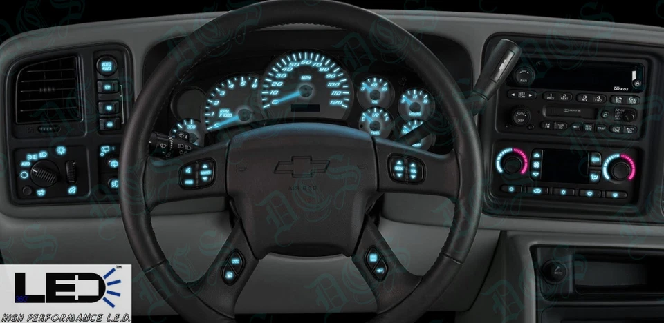 INTERRUPTORES DE TABLERO IZQUIERDO 4x4 bombilla a azul hielo led kit de actualización camiones GM SUV 2003-06 Foto 2 de 4
