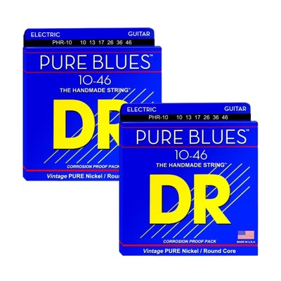 2 SETS DR Electric Guitar Strings 10-46 Pure Blues MEDIUM Nickel Wrap PHR-10