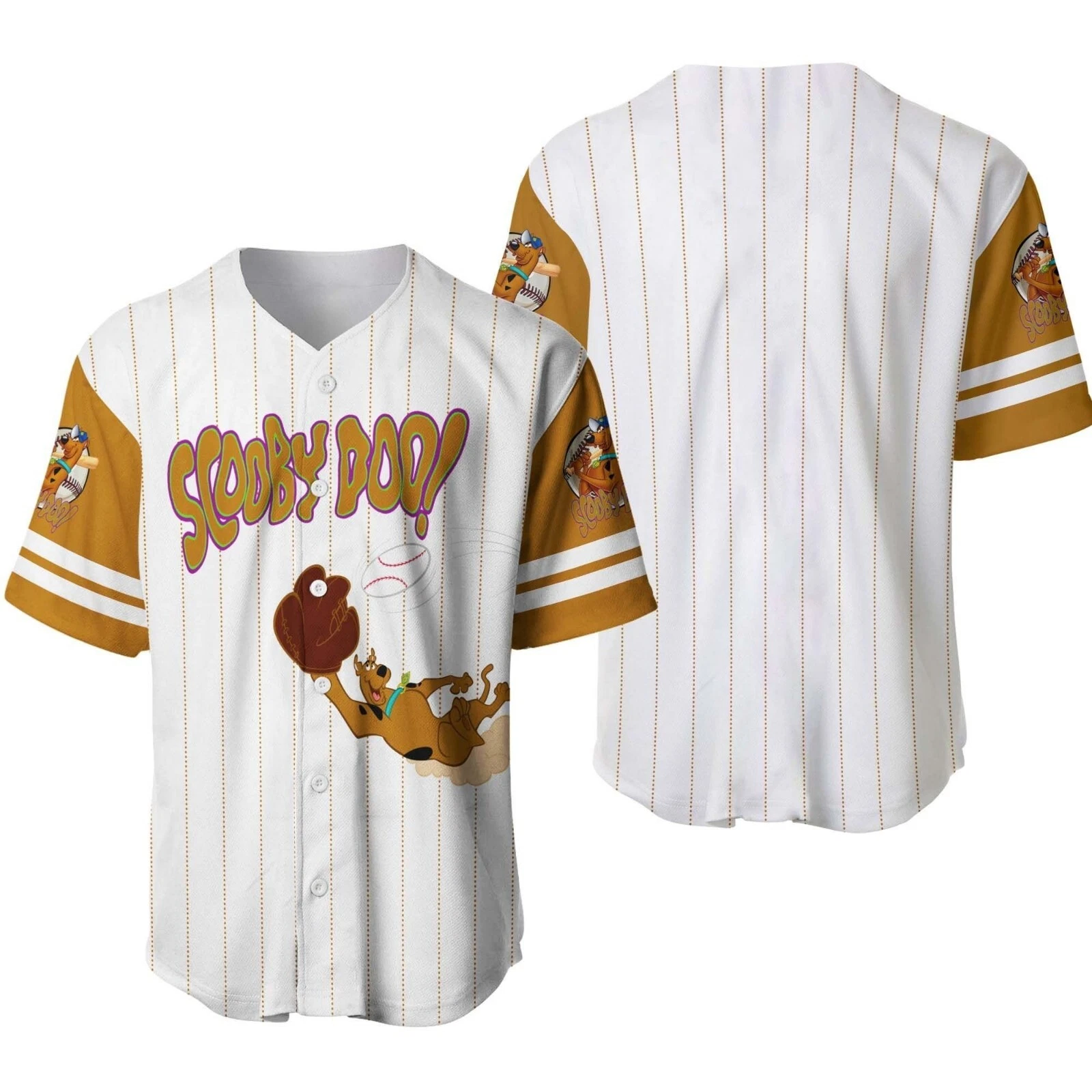 Scooby-Doo Baseball Jersey Button Down Shirt, Scooby Doo Baseball Jersey Shirt