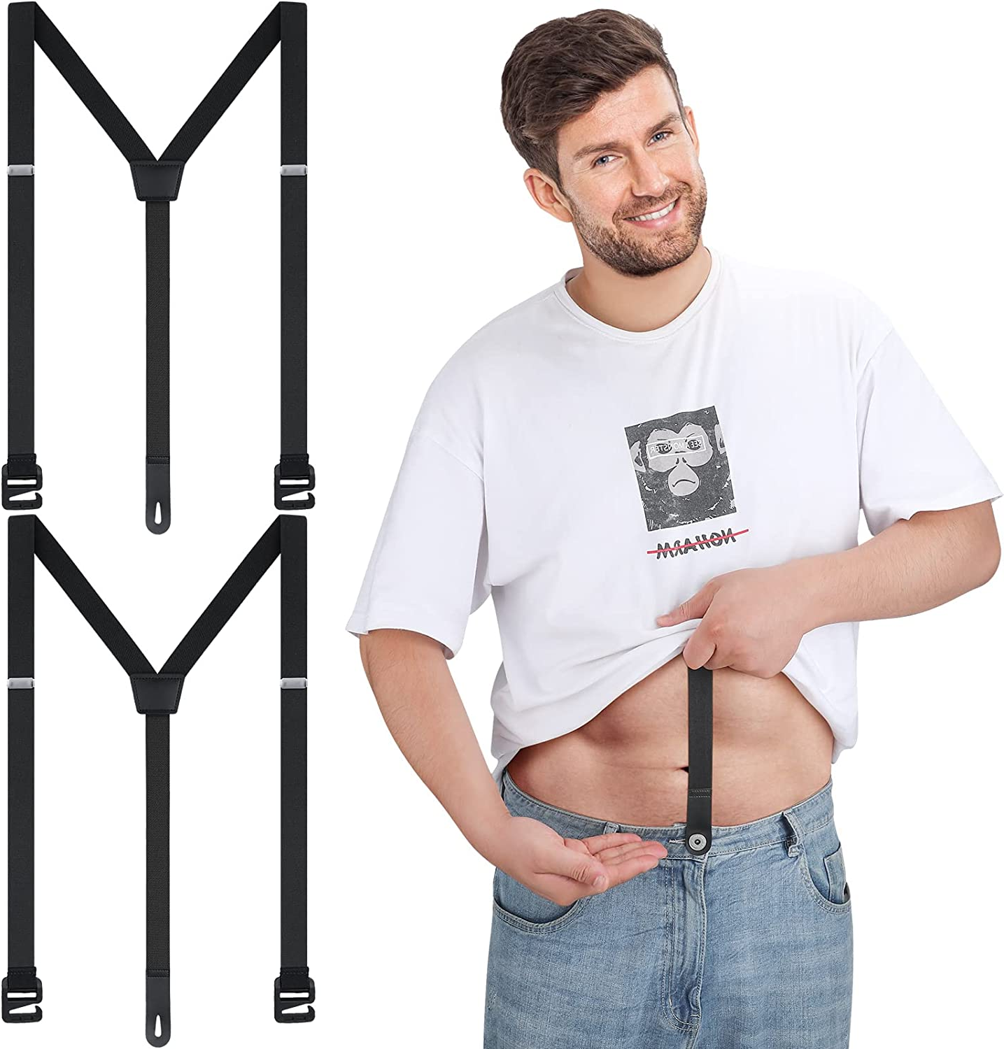 2 Pcs Hidden Suspenders for Men under the Shirt Suspenders Invisible