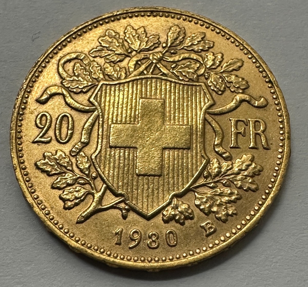1930 Switzerland Twenty 20 Francs Libertas Helvetia Gold