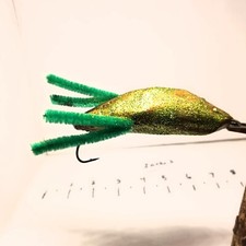 Cedar Wood Hand Made Fishing Vintage Inspired Topwater Lure Bait Green Sparkle 
