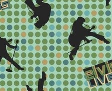 3/4 Yard 27"L x 45"W Elvis Presley Lives Dots Mint Green Cotton Fabric