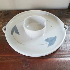 Christy Lasater Weiser Ceramic Pottery Chip and Dip Server 1980's Vintage