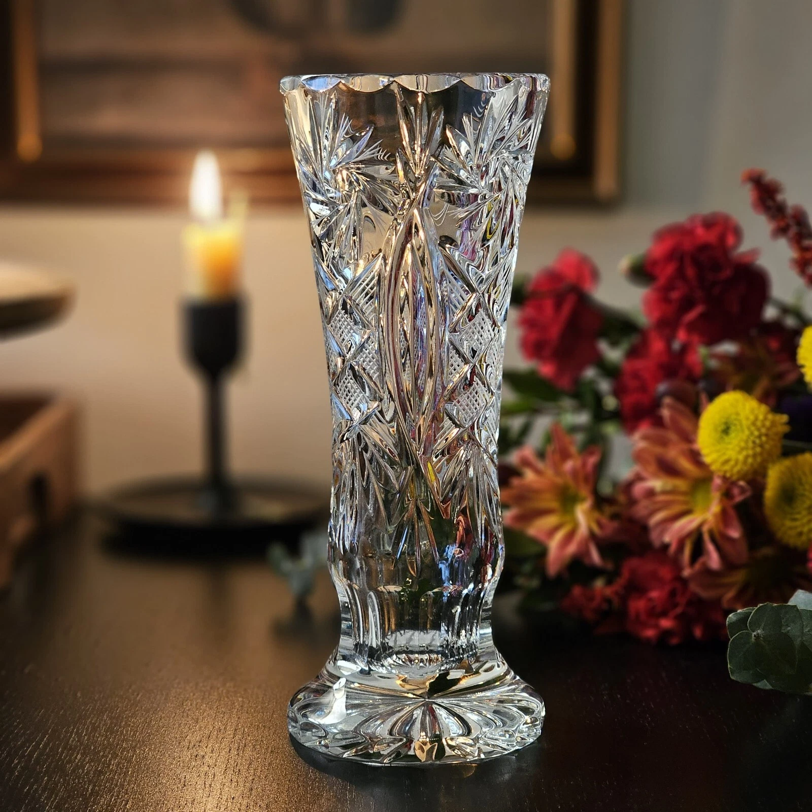 Crystal Flower Vase, Beautiful Decor Element for Home, Premium Quality 7½"-H
Opens in a new window o