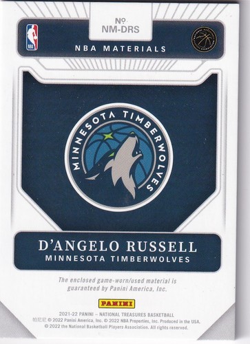 2021-22 Panini National Treasures NBA Material Prime #DRS D'Angelo Russell 13/25 - Picture 2 of 2