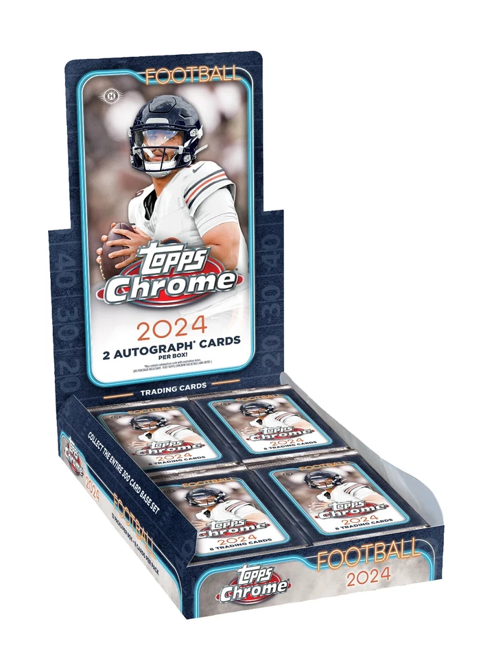 2024 TOPPS CHROME FOOTBALL HOBBY BOX (2 AUTOS) Brand New Factory Sealed QTY