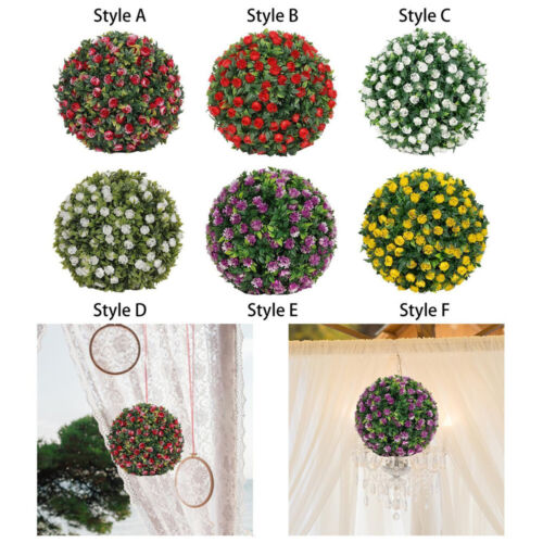 Boule topiaire suspendue plante fleur simulation 7,8 pouces pour décoration de plafond - Photo 1/13