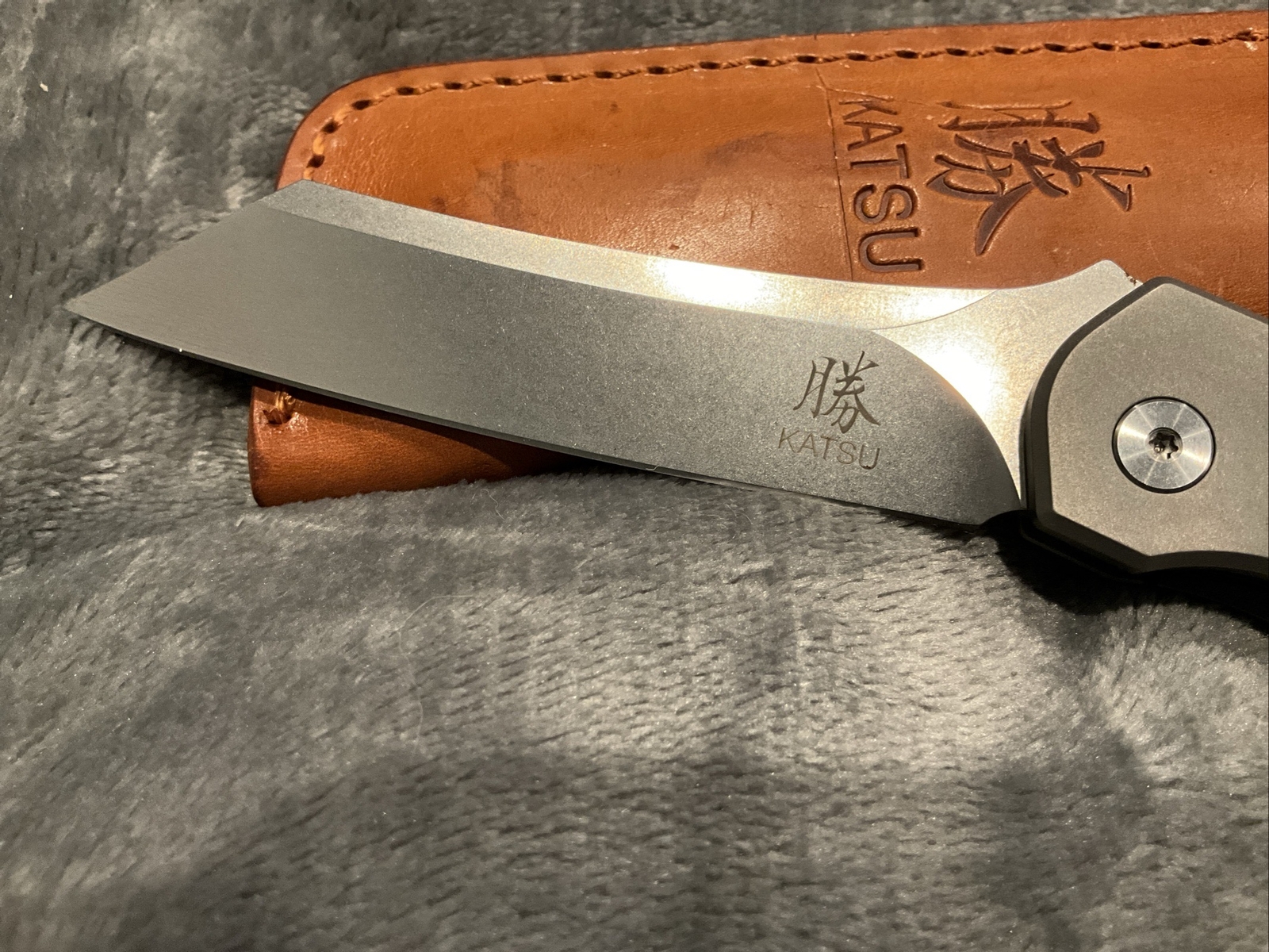 KATSU Camping Pocket Folding Japanese Knife, Titanium & Carbon Fiber