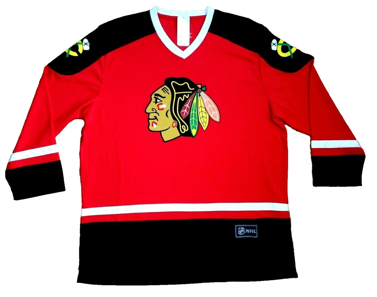 NHL Chicago Blackhawks Chief Black Hawk Red Black Blank Hockey