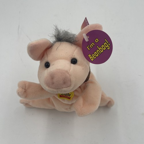 Babe the Pig Toy Plush Beanie Stuffed Animal Universal Studios Equity Toys 1998 - Picture 2 of 5