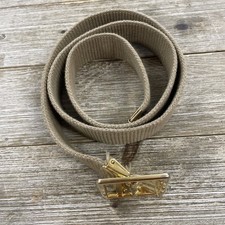 USMC Khaki Web Combat Utility Uniform Gold Toned Buckle Tip 38 Belt