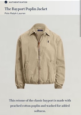 Polo Ralph Lauren Bayport Poplin Jacket Tan Cotton Zip Up Men's | eBay