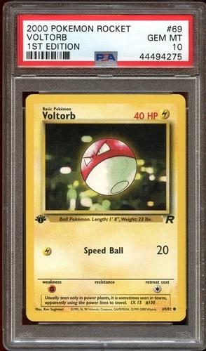 PSA 10 GEM MINT Voltorb 69/82 Team Rocket 1ST EDITION Pokemon Card