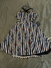 Brand New Nasty Gal Women's XXS 2XL Black Strappy Metallic Strip Fit Flare Dress