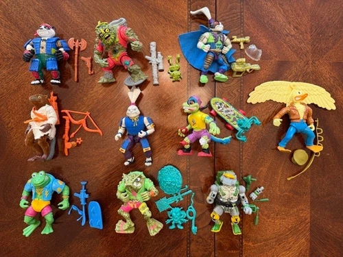 Vintage TMNT Teenage Mutant Ninja Turtles Friends Lot of 10 w/Accessories
