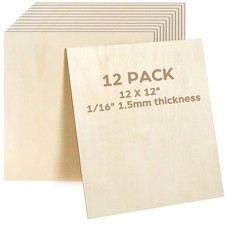 LotFancy Basswood Sheets, 12 Pack, 12 x 12 x 12 x 12 x 1/16 12pcs, Natural