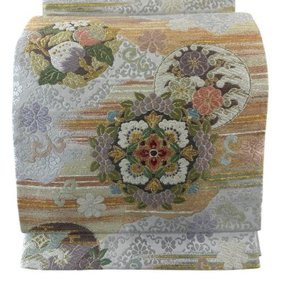 Obi FUKURO OBI Excellent Chinese Pattern Flower Arabesque Foil Gold Silver Threa