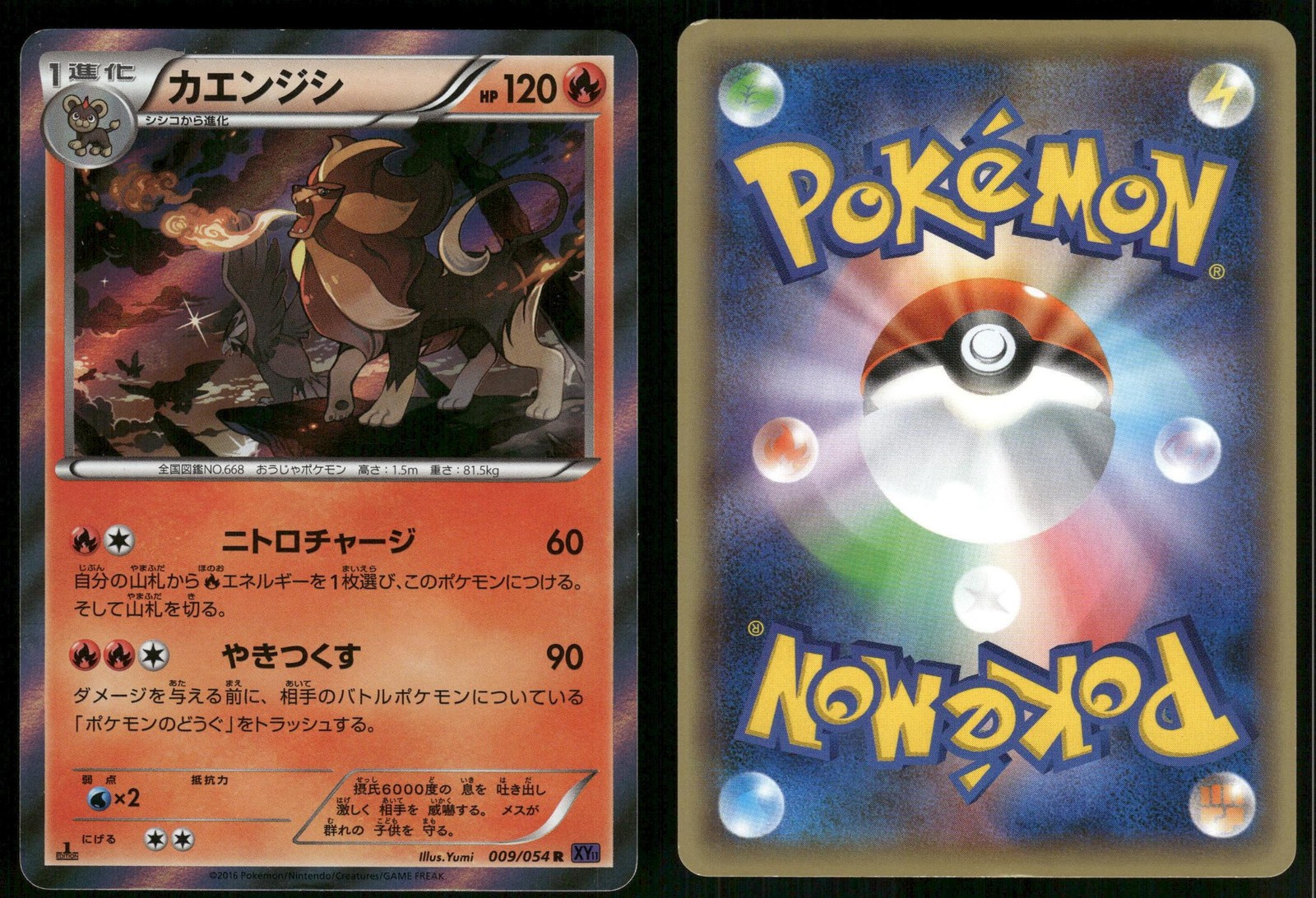 Pyroar 009 LP Fever Burst Fighter 054 Pokemon Japanese 1st Edition Holo