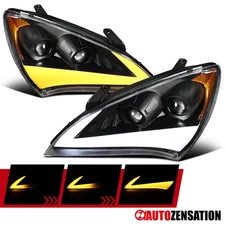 Fit 2010-2012 Hyundai Genesis Coupe Black Projector Headlights LED Sequential