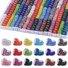 AIPRIDY European Large Hole Beads, Colorful Glass Charm Beads Set, Assorted