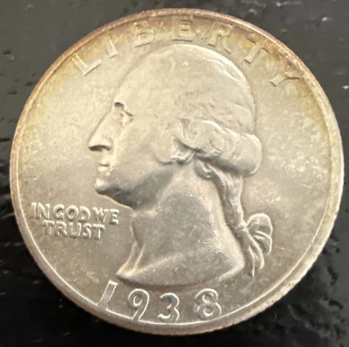 1938-P WASHINGTON QUARTER GEM UNCIRCULATED 25C ALBUM TONED SILVER COIN BU 905