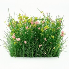 12 Pezzi Ciuffi D'erba con Fiori Realistico Ciuffi di Erba e Fiori Multicolore