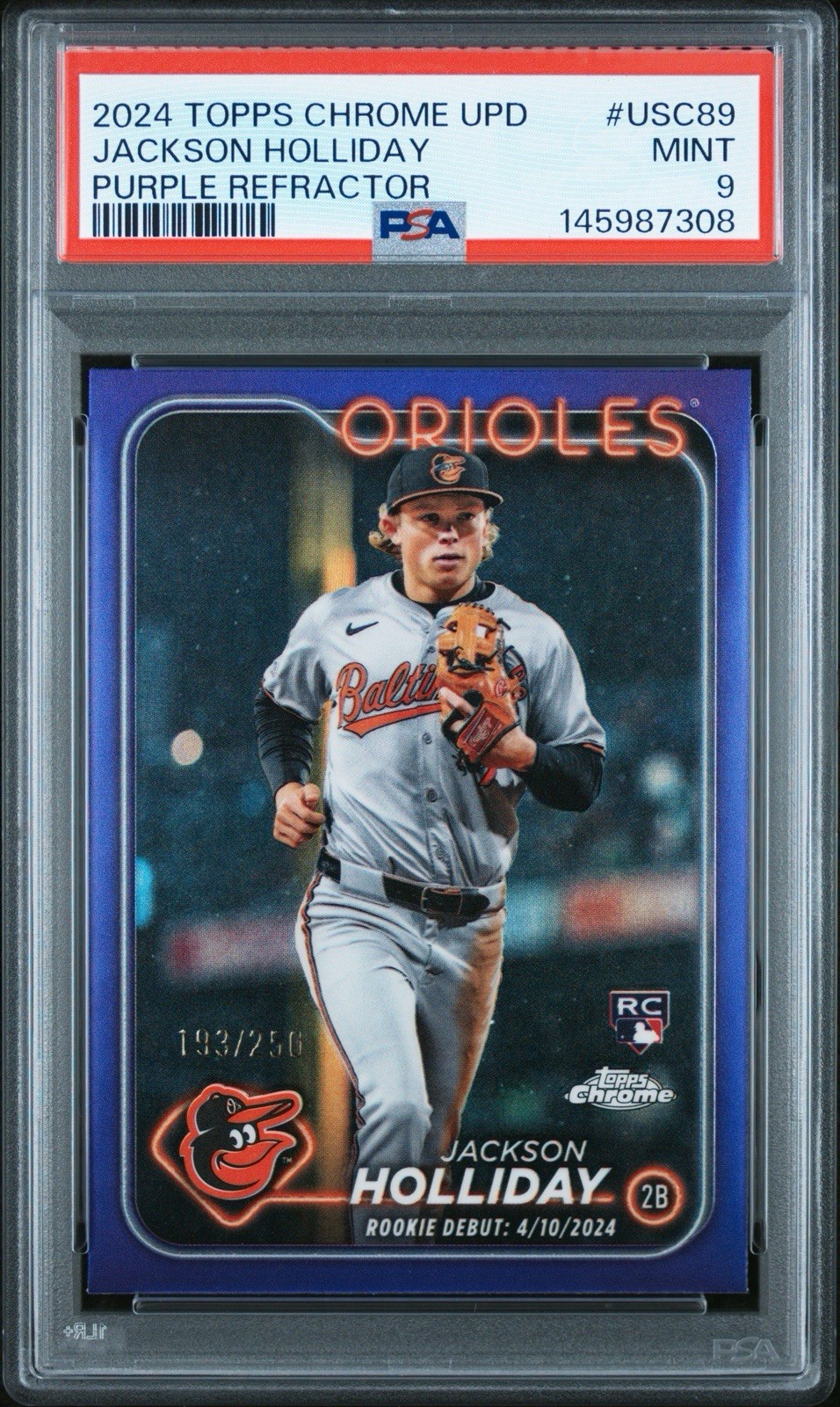 2024 Topps Chrome Update-Jackson Holliday Purple /250 PSA 9 view 1