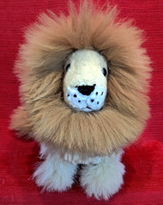 Natural Alpaca Fur Lion Stuffed Animal 10 Inch Sitting Soft Fluffy
