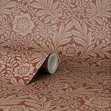 Image of Crown Classic Grey Green Navy Red Floral Wallpaper Paste The Wall Fine Decor