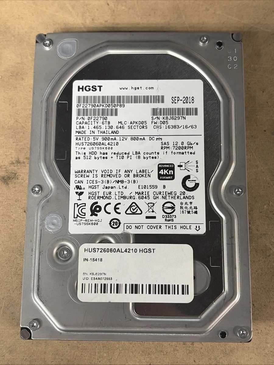 HGST Internal Hard Disk Drives 6 TB Storage Capacity for sale | eBay