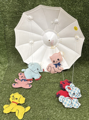 Vintage 1950s Dolly Toy Baby Crib Mobile Nursery ANIMAL SHOWER