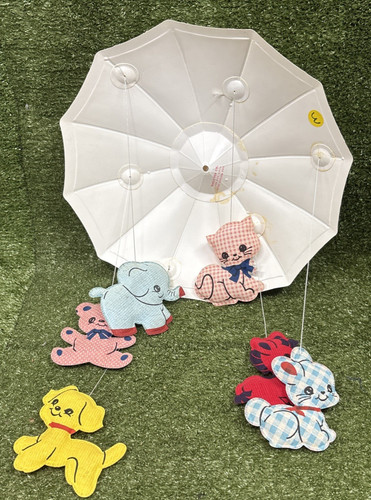 Vintage 1950s Dolly Toy Baby Crib Mobile Nursery ANIMAL SHOWER